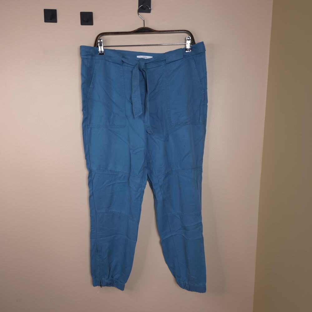 LOFT High Rise Lyocell Tie Waist Joggers in Blue Size 10